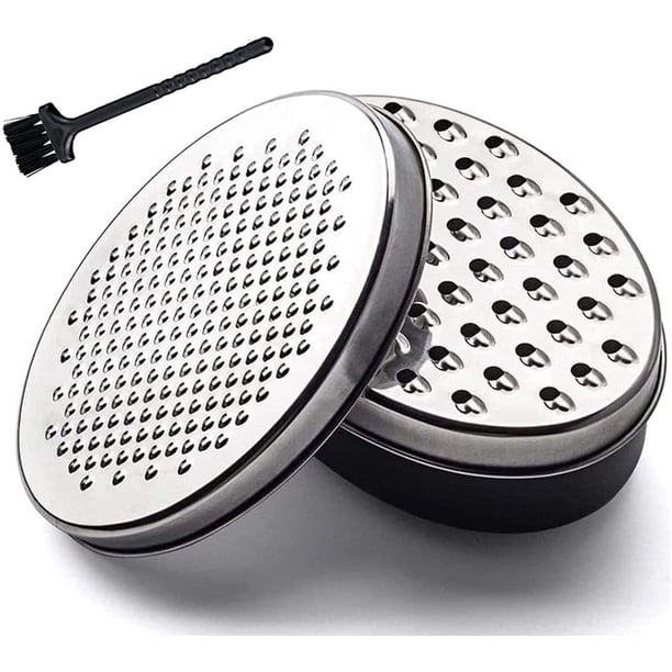 Rallador de queso versátil, cuchilla de acero inoxidable con recipiente de almacenamiento hermético, molinillo fino para rallador de limón y cítricos, diseño de base antideslizante para uso en la