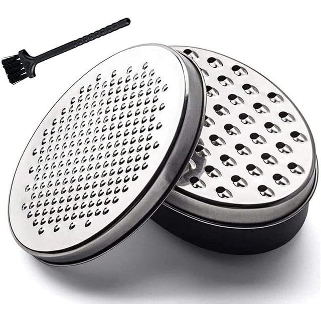 Rallador de queso versátil, cuchilla de acero inoxidable con recipiente de almacenamiento hermético, molinillo fino para rallador de limón y cítricos, diseño de base antideslizante para uso en la
