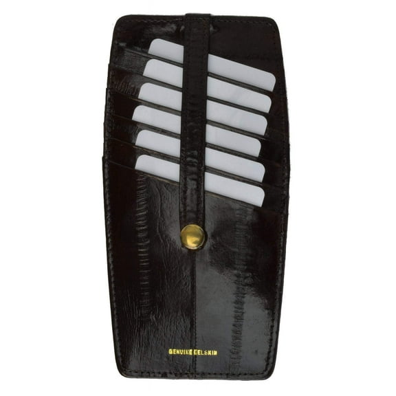 Snap Two Sided Eel Skin Leather Credit Card Holder E 531