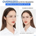 thumbnail image 2 of MARE AZZURO Retro Cat Eye Reading Glasses Women Large Frame Readers 1.0 1.25 1.5 1.75 2.0 2.25 2.5 2.75 3.0 3.5 4.0 5.0 6.0 (Transparent, 1.75) Polycarbonate Lens, 2 of 6