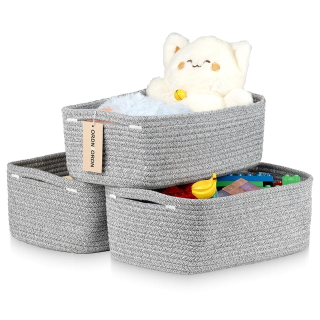 Juego de 3 Canastas de Almacenamiento ORDN2ORDN 12.6x8.2x5 cm Gris