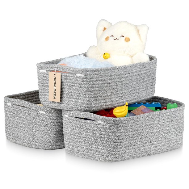 Juego de 3 Canastas de Almacenamiento ORDN2ORDN 12.6x8.2x5 cm Gris