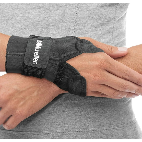 (Noir, Taille Unique) - Mueller Wrist Bandage avec Attelle - Wrist Circonférence 15-22 Cm, Noir