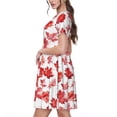 thumbnail image 2 of Balery Realistic Maple Leaf Vestidos sueltos de manga corta para mujer, vestidos de verano 2025, vestidos casuales de corte A con vuelo., 2 of 6