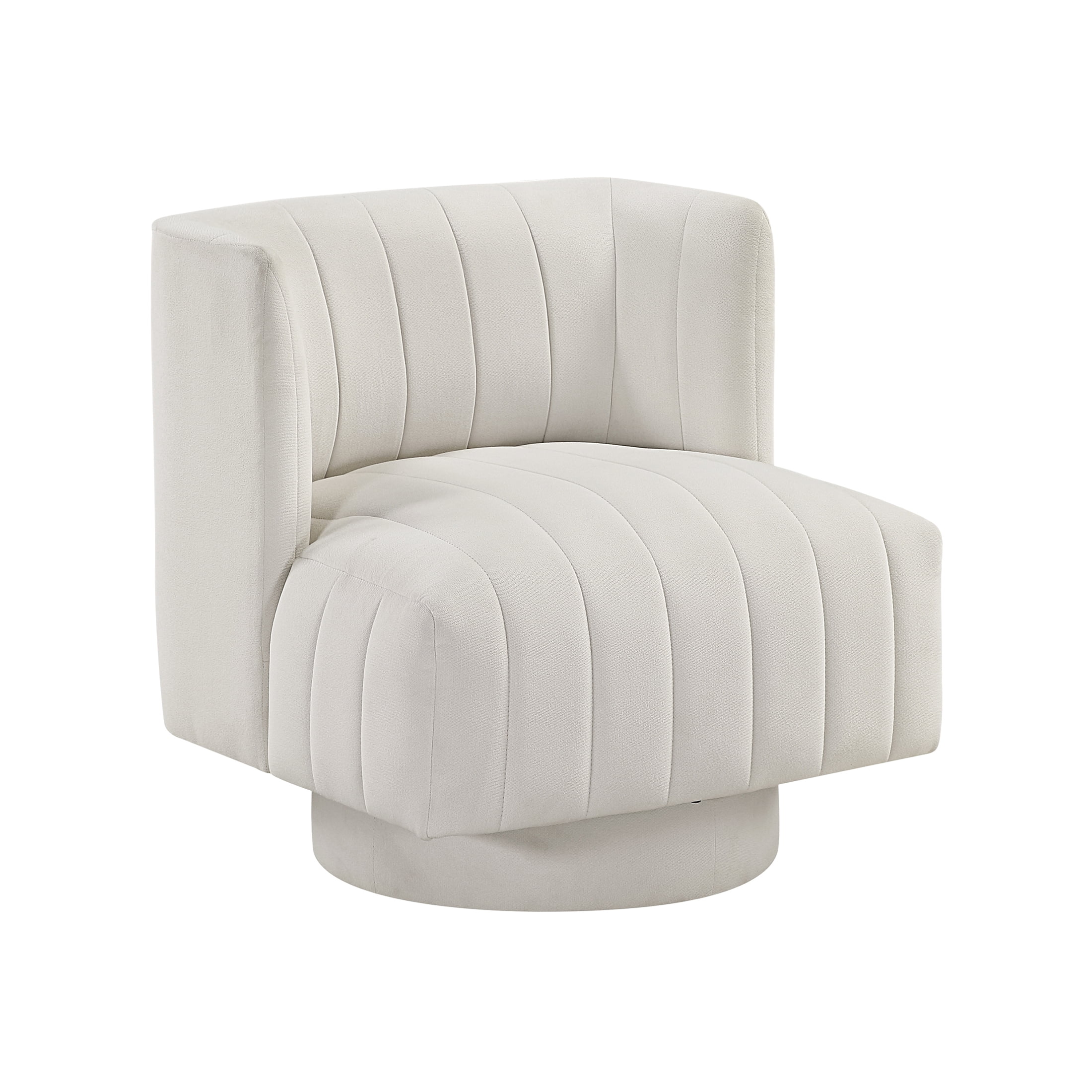 OakvillePark Glynworth Textured Fabric Chennel Tufted Swivel Chair, Beige