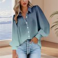 thumbnail image 2 of Tops for Women Trendy Fashion Printed V Neck Button Long Sleeve Casual Blouse Coat Summer Tops, 2 of 5
