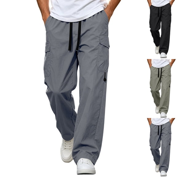 cllios Cargo Pants for Men Loose Fit Straight Leg Trousers Quick Dry Lightweight Casual Work Pants with Flap Pockets m-4xl