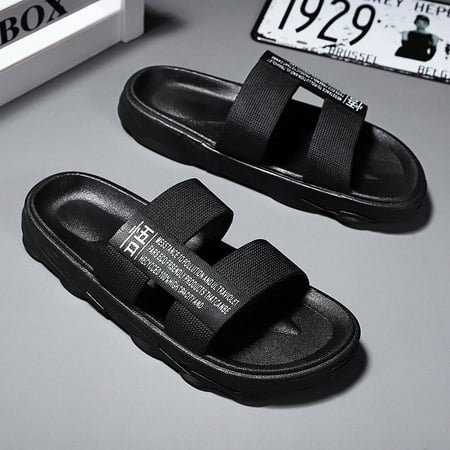 

New Style Slippers Men‘s Outer Wear Summer Fashionable All-match Thick Bottom Household Sports Beach One-word Men‘s Sandals and Slippers for Men