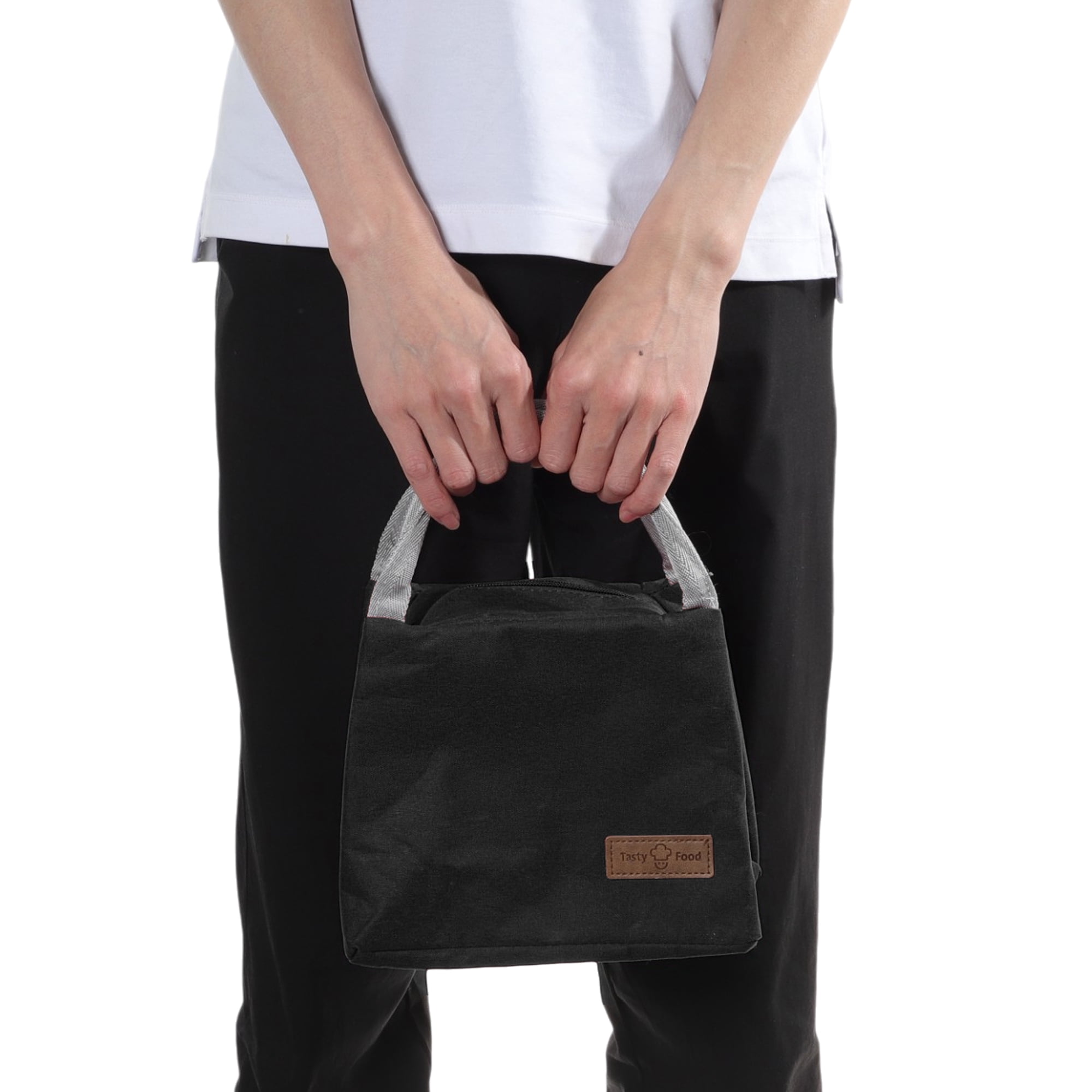 Unique Bargains Reusable Insulated Lunch Box Tote for Office Work and Travel Black 336 oz