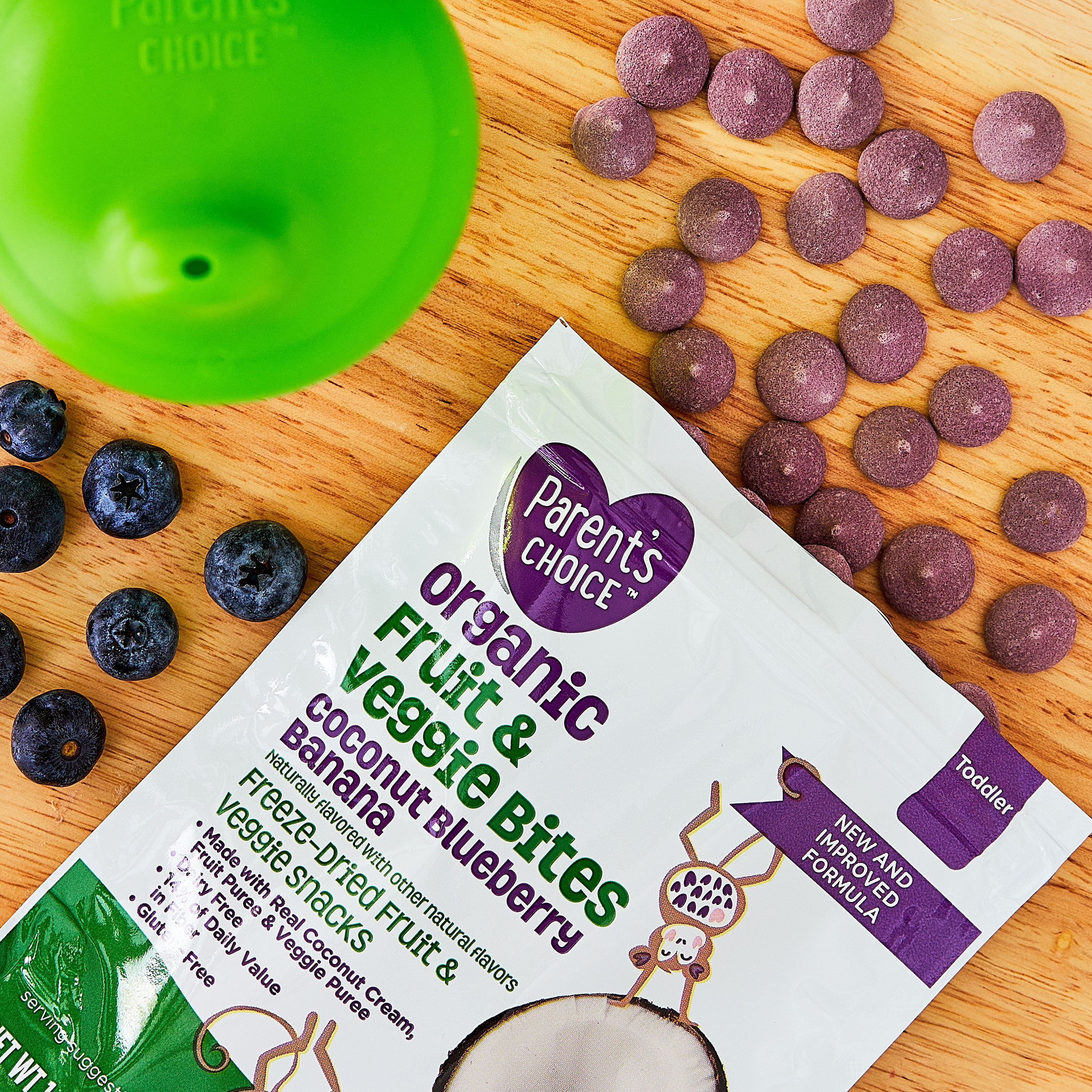 (2 pack) Parent’s Choice Organic Stage 3 Toddler Snacks, Coconut, Blueberry, and Banana Fruit Bites, 1 oz Pouch