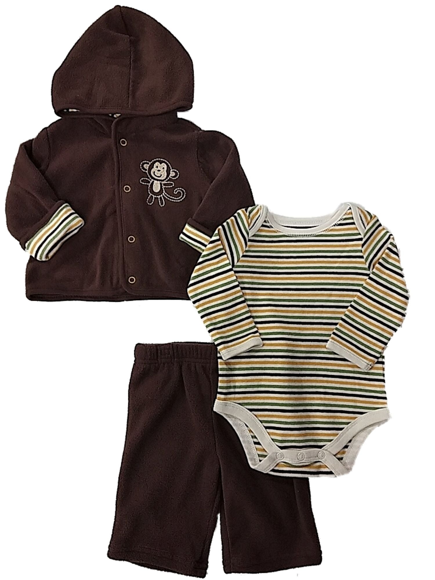 Baby Boy 6 Months Carter's Brown & Beige Fleece Football Pocket Romper Outfit 