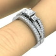 thumbnail image 4 of 1.00 Carat (ctw) 14k Gold Princess Cut 3 Stone Diamond Ladies Engagement Bridal Ring Set Matching Band 1 CT, 4 of 4