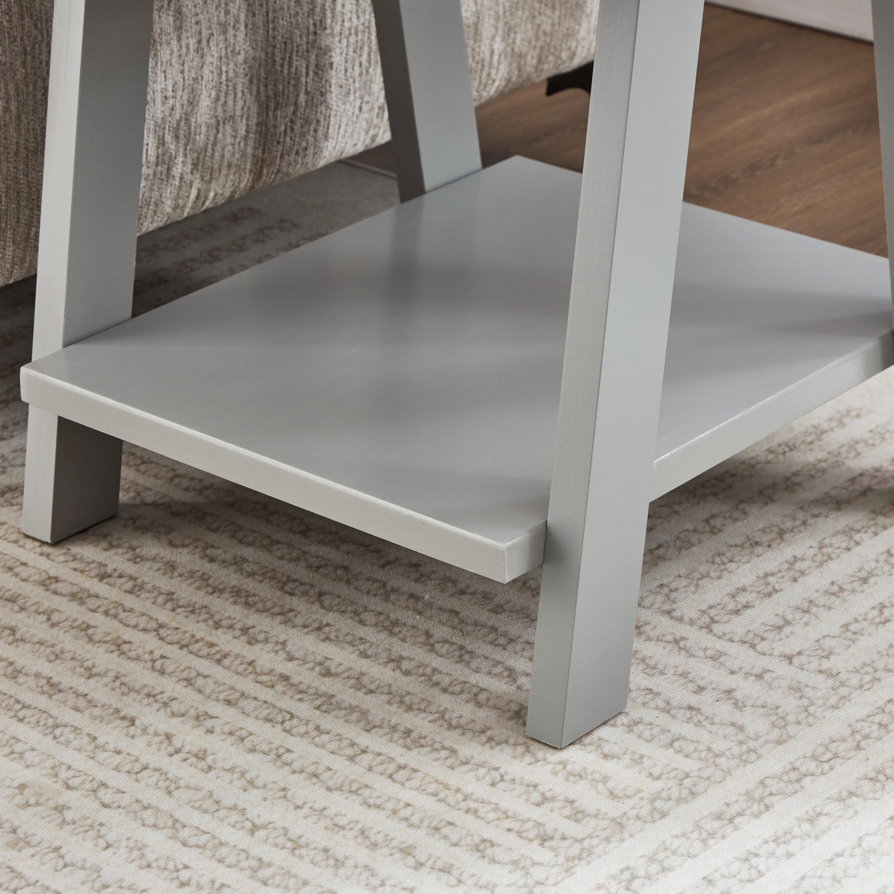 Roundhill Furniture Athens Contemporary Wood Shelf End Table in Gray