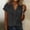 Dark Gray, variant on Women's Notch Neck Cotton Linen Shirt Turndown Collar, Short Sleeve Button Down Blouse with Pocket White M