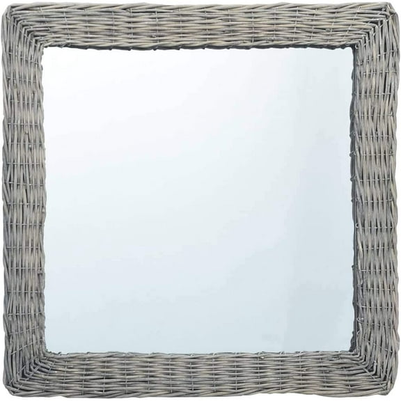 Wicker Mirrors for Wall Decor, Wall Mirror, Cosmetic Mirror with Wicker Frame for Bedroom Bathroom Living Room Entryway 19.7"x19.7"