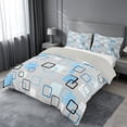 thumbnail image 3 of meiyoeat Abstract Geometric Plaid Duvet Cover Queen For Kids,Modern 3D Grid Print Queen Bedding For Adults,Light Gray Reversible,3pcs(No Comforter), 3 of 6