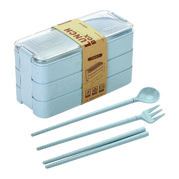 TACILIP Bento Boxes, WHeats Straw 3-layer Lunch Box for Office Workers Can Be Microwave Heated Layered Lunch Box Student Compartment Lunch Box, Birthday Gifts