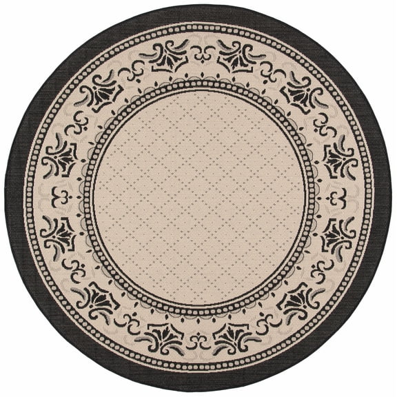 Safavieh Courtyard Eva Oriental Indoor/Outdoor Area Rug, Sand/Black, 7'10" x 7'10" Round