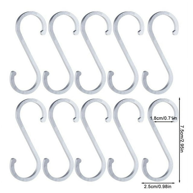 10X S Hook Kitchen Hook Meat Hook Metal Hook S Shape Hanging Black/Gold/Silver