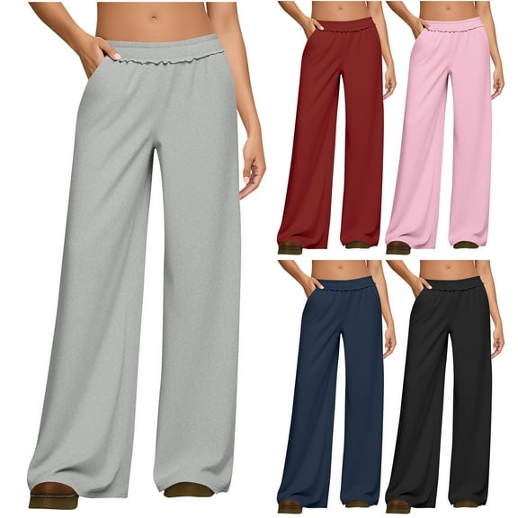 Ashirexll Sweatpants Women High Waisted Pants for Women Fall Winter Warm Casual Sports Loose Wide Leg Fleece Sweatpants