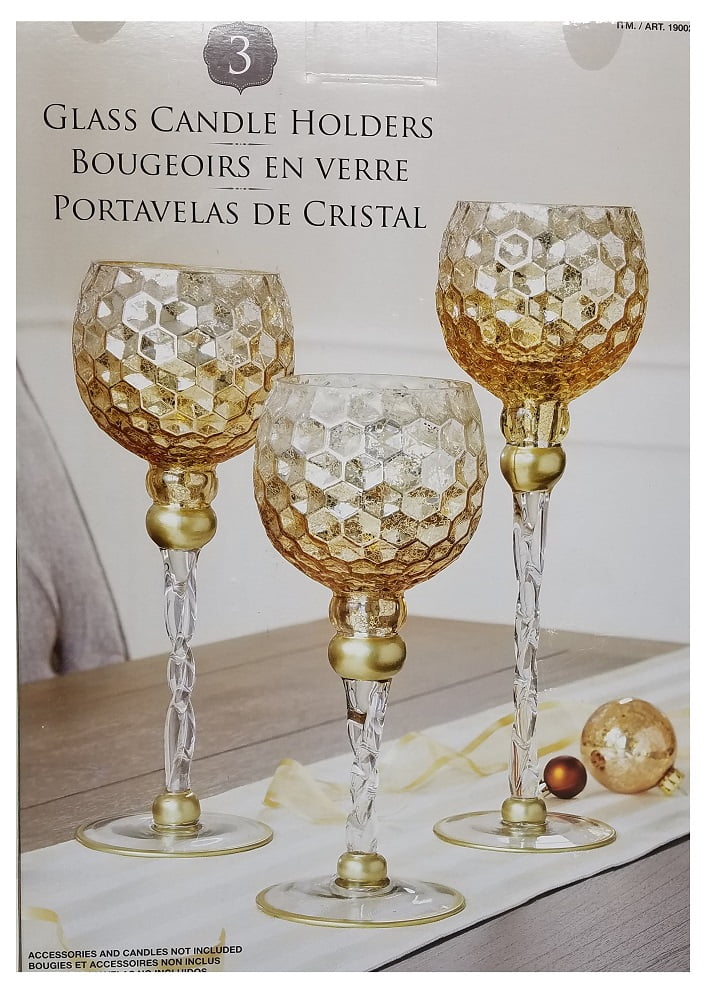 Antique Glass Candle Holders Set Of 3 Walmart Com Walmart Com
