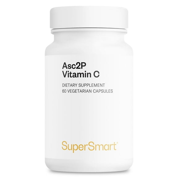 SuperSmart - Asc2P Vitamin C - 500 mg per Day - Vitamin C Supplement - with Magnesium Ascorbyl Phosphate | Non-GMO & Gluten Free - 60 Vegetarian Capsules