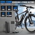 thumbnail image 5 of ZNH Class 2 Electric Bicycle for Adults, 1000W Peak Electric Mountain Bike, 26" Off-Road E-Bike, 52V 13Ah Removable Battery,Max Speed 20MPH， Shimano 21-Speed, UL 2849 Certified,Black, 5 of 10