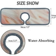 thumbnail image 3 of SKYSONIC Faucet Absorbent Mat 2 Pcs Abstract Marble Wood Texture Kitchen Faucet Splash Catcher Washable Counter Drying Pads Behind Faucet for Kitchen Bathroom, 3 of 7
