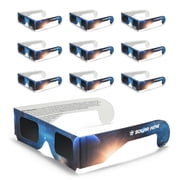 Solar Eclipse Glasses 10 Pack - Solar Filters Glasses with Solar Safe Filter Technology - CE and ISO 2024 Non-Polarized Solar Viewers with Light Blocking Film Lens & Cardboard Frame - MedicalKingUsa