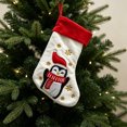 thumbnail image 6 of Qocolcyl Plush Embroidered Christmas Stockings, Cute Penguin Reindeer Santa Snowman Xmas Stocking with Red Cuff, Hanging Gift Bag for Fireplace Tree Indoor Christmas Decorations Holiday Family Party, 6 of 7