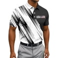 thumbnail image 2 of Men Polo Shirts Golf 250 Year American Anniversary Flag Print Short Sleeve Collar Spring Summer Casual Loose Fit Men's Shirts White L, 2 of 4