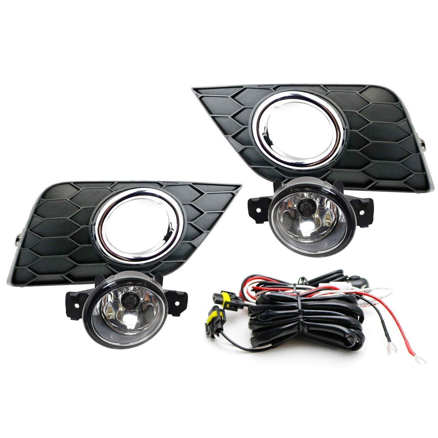 Ijdmtoy Complete Set Clear Lens Fog Lights Foglamp Kit For