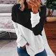 thumbnail image 5 of TEMOFON Long Sleeve Shirts for Women Fashion Dressy Casual Fall Crewneck Sweatshirt Loose Fitting Tops Side Split Shirt Black Pullover, 5 of 6