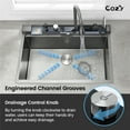 thumbnail image 5 of 33″×22″ Stainless Steel Single Bowl Kitchen Sink, Black Waterfall Workstation with Flying-Rain Faucet, Sprayhead, Cup Washer, 1 pack, SS-BL06-332212, 5 of 18