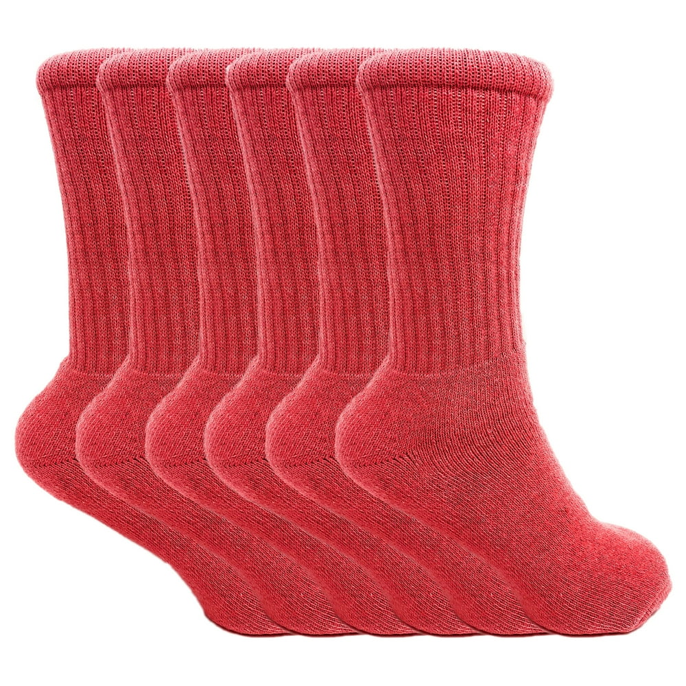 AWS/American Made Cotton Crew Socks for Women Flower 6 PAIRS Size