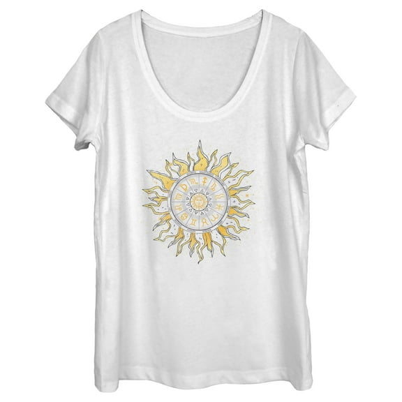 Women's Lost Gods Astrology Sun Wheel Graphic Tee White Large