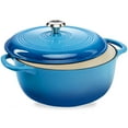 thumbnail image 3 of Best Choice Products 6 Quart Cast-Iron Dutch Oven, Heavy-Duty Kitchenware w/ Enamel, Side Handles - Blue, 3 of 9