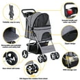 thumbnail image 3 of SuperDeal Folding Pet Stroller for Small Dog Cat, 4 Wheels Breathable Pet Carrier W/Cup Holder & Basket, Gray, 3 of 9