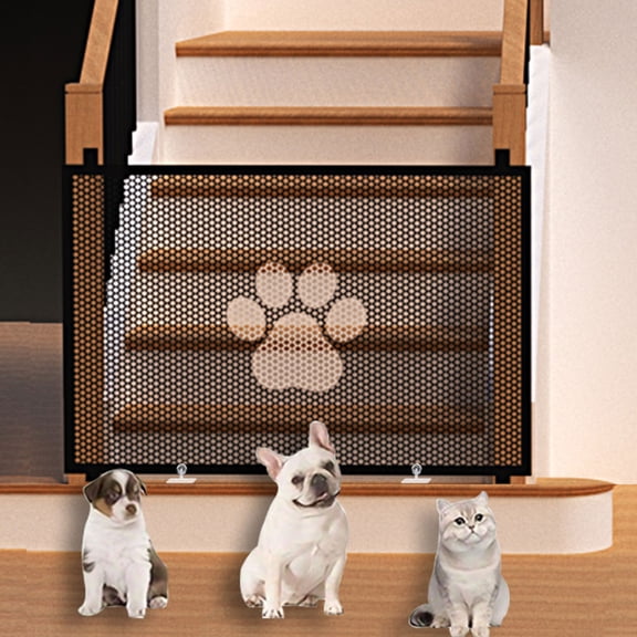 Pet Gate for Dogs and Cats, No Drilling Mesh Safety Fence with Pet Door, Indoor Stair and Doorway Barrier for Home, Hallway and Staircase Protection