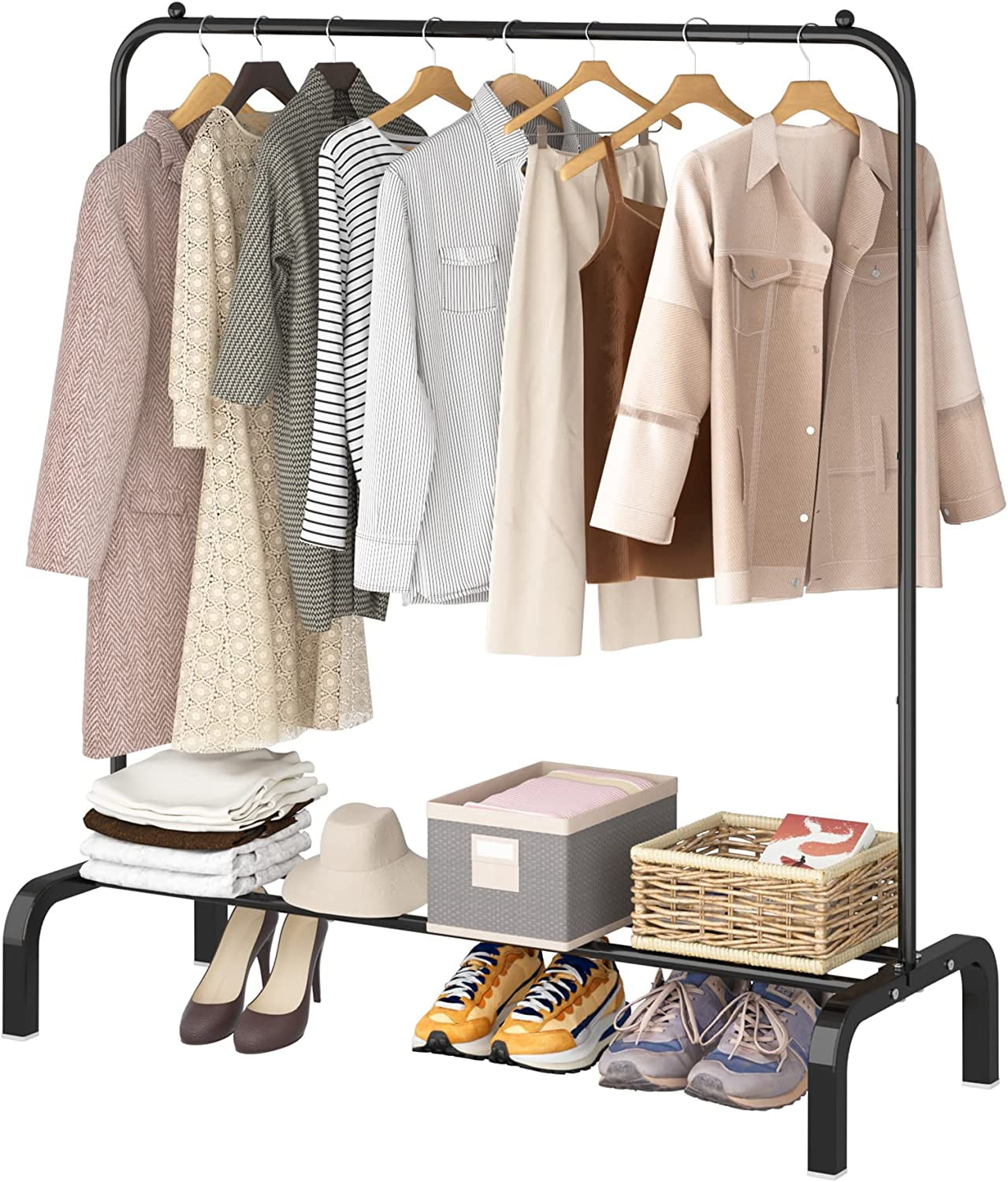 Clothes Rack Metal Clothing Rack with Bottom Shelf Garment Rack for