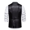 thumbnail image 4 of Men Vest Suit Men Suit Waistcoat Lapel Single Breasted Business Suit Vest Solid Color Slanted Hem 3d Pockets Chain Decoration Polyester Waistcoat, 4 of 8
