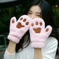 thumbnail image 3 of Cute Cat Paws Full Finger Gloves Fluffy Plush Winter Warm Mittens Hand Warmer for Women Teenager Girls, 3 of 3