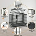 thumbnail image 3 of Homey Pet 37 Inch Heavy Duty Dog Crate Indestructible, Collapsible Dog Cage with Lockable Wheels, Removable Tray, High Anxiety Dog Kennel Indoor, Two Tiers Stackable Dog Crates for Medium Dogs, 3 of 11