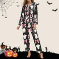 thumbnail image 3 of Hpapadks Halloween Women's Pajamas Graphic Long Sleeve Button Down Shirts and Pants 2 Piece Sleepwear Pjs Sets for Women Black, 3 of 6