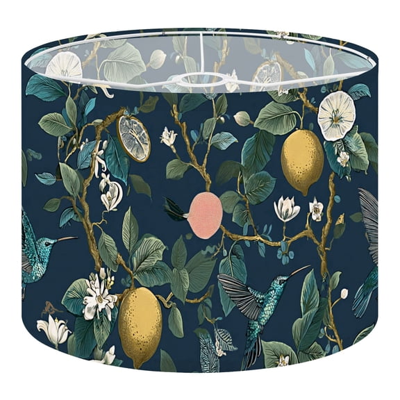 Linen Drum Lampshades Tropical Hummingbirds Citrus Fruits Blue Floral 13"x13"x10" Light Shade for Table Lamps Floor Lamps Drum Lamp Shades Lampshade Replacement Assembly Required