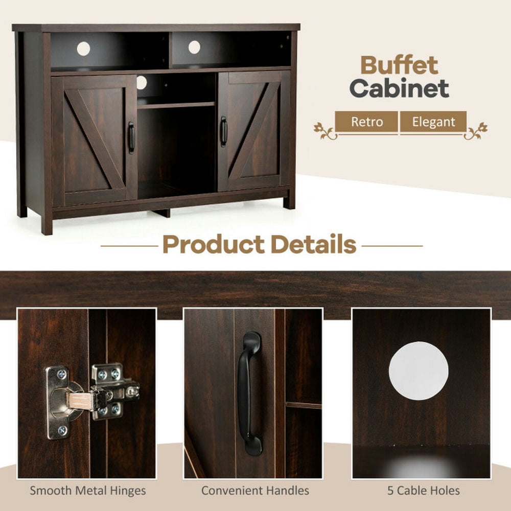 Finihen Kitchen Storage Cabinet, Buffet Sideboard, Farmhouse Sideboard with Detachable Wine Rack and Cabinets, for Dining Room, Kitchen, Living Room, Brown Finihen Kitchen Storage Cabinet, Buffet Sideboard, Farmhouse Sideboard with Detachable Wine Rack and Cabinets, for Dining Room, Kitchen, Living Room, Brown