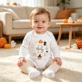 thumbnail image 2 of YunPes Baby Infant Bodysuit Smiling Ghost Long Sleeve Bubble Romper Newborn Boy Girl First Halloween Clothes Soft Cozy with Bottom Snaps, 2 of 5