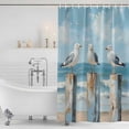 thumbnail image 2 of Beach Seagull Shower Curtain Set - 72" x 78" Washable Bathtub Curtain with 12 Hooks, Birds Rustic Wood Watercolor Painted Waterproof Fabric Stall Shower Curtains for Bathroom/Bathtub Décor, 2 of 6