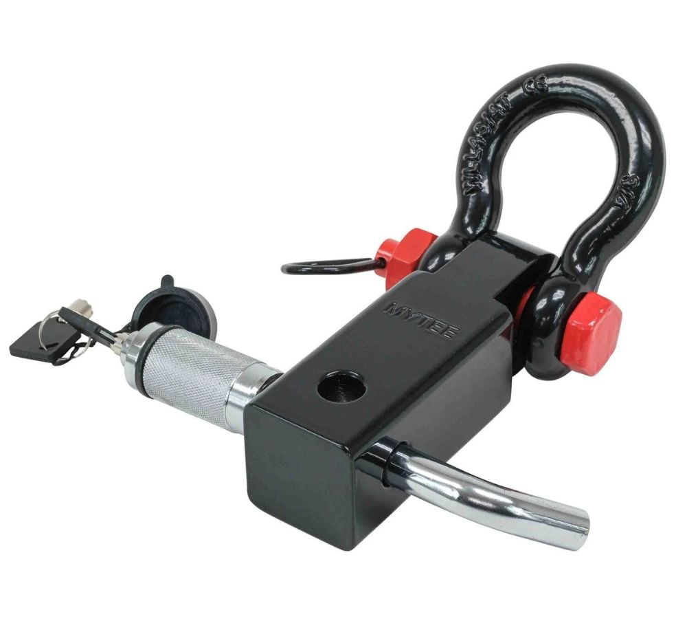3 Point Trailer Hitch 2" Receiver & Shackle Hitch Receiver with 5/8" Hitch Lock Pin & 3/4'' D Ring Shackle - 11000 lbs WLL - Heavy Duty Trailer Draw Bar Adapter Category 1 Tractor Tow