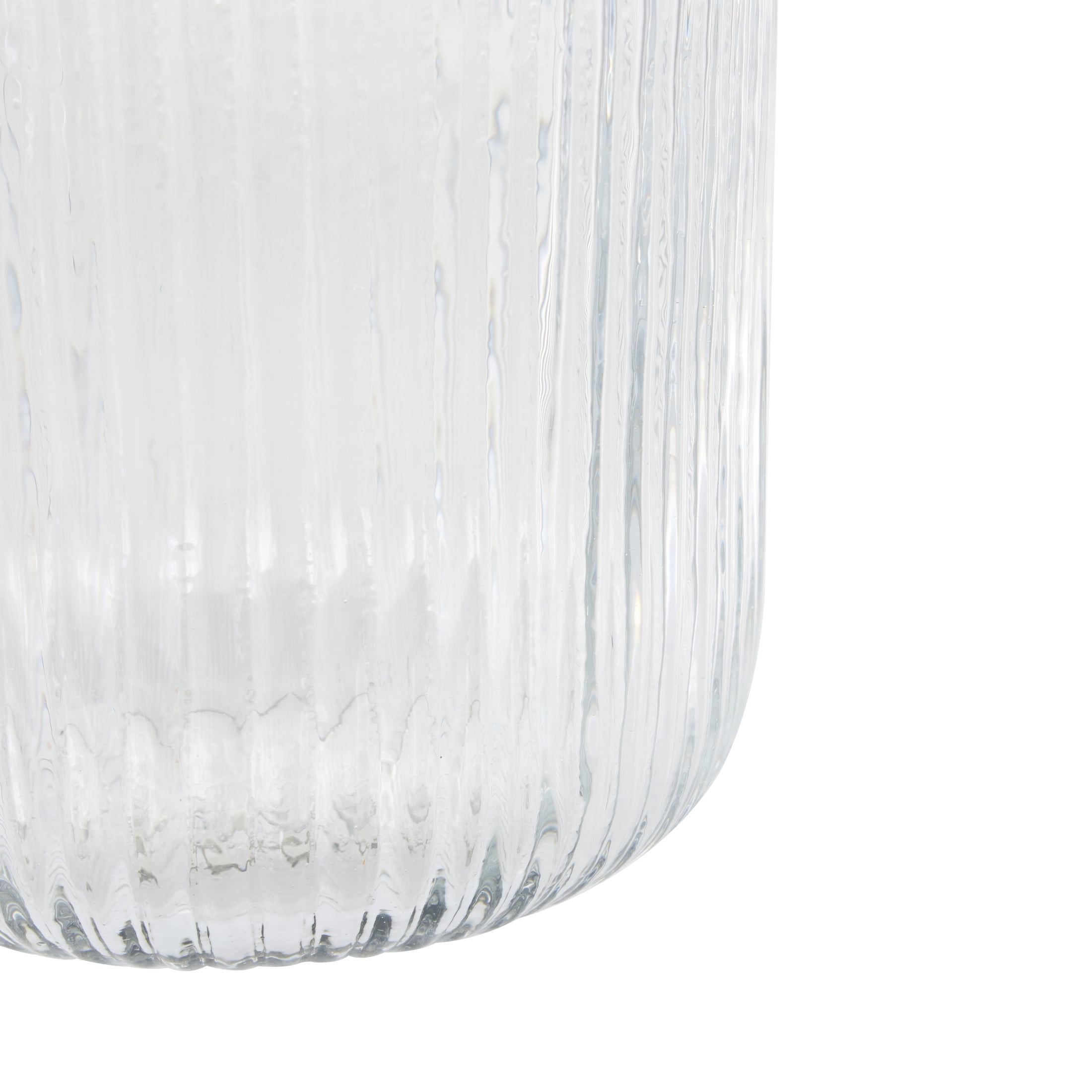 DecMode 13" Ribbed Fluted Glass Vase